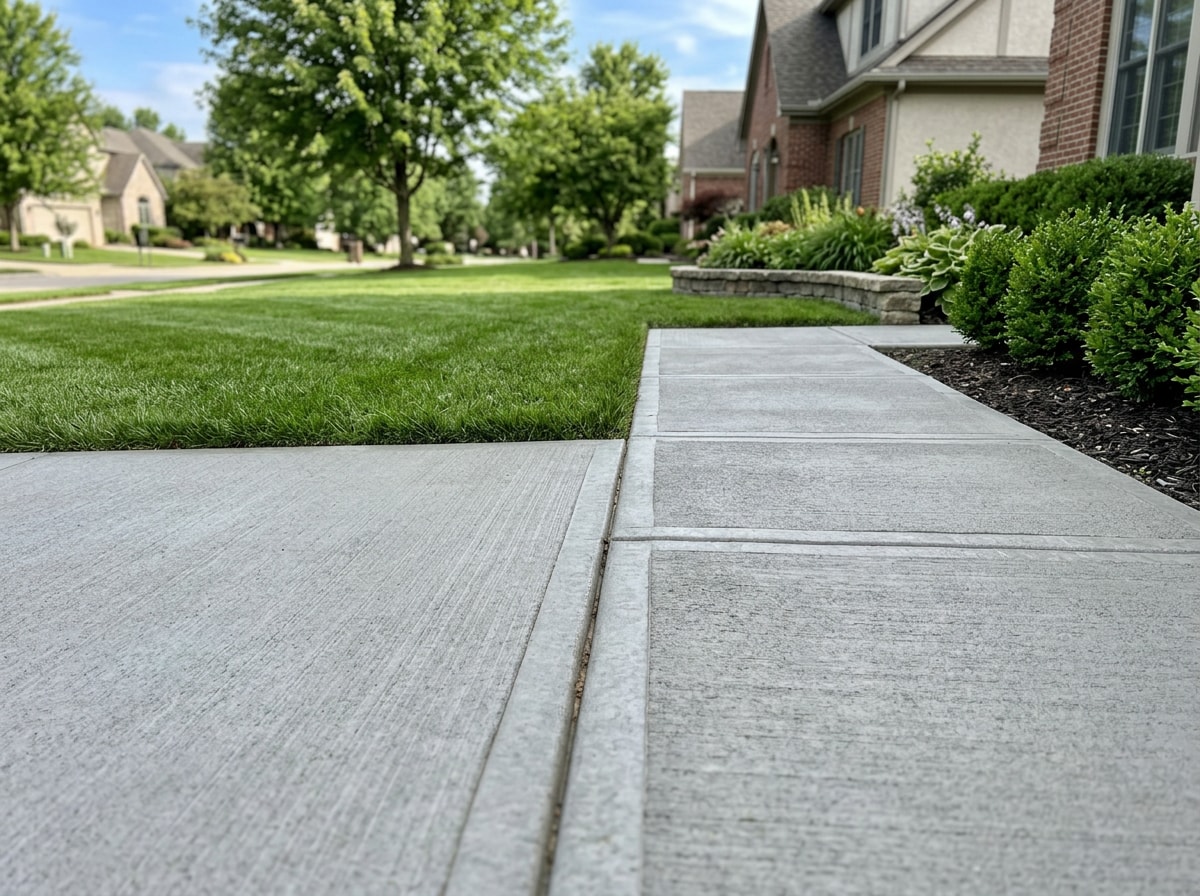 Finished concrete driveway and walkway in a Glen Burnie, MD residential neighborhood